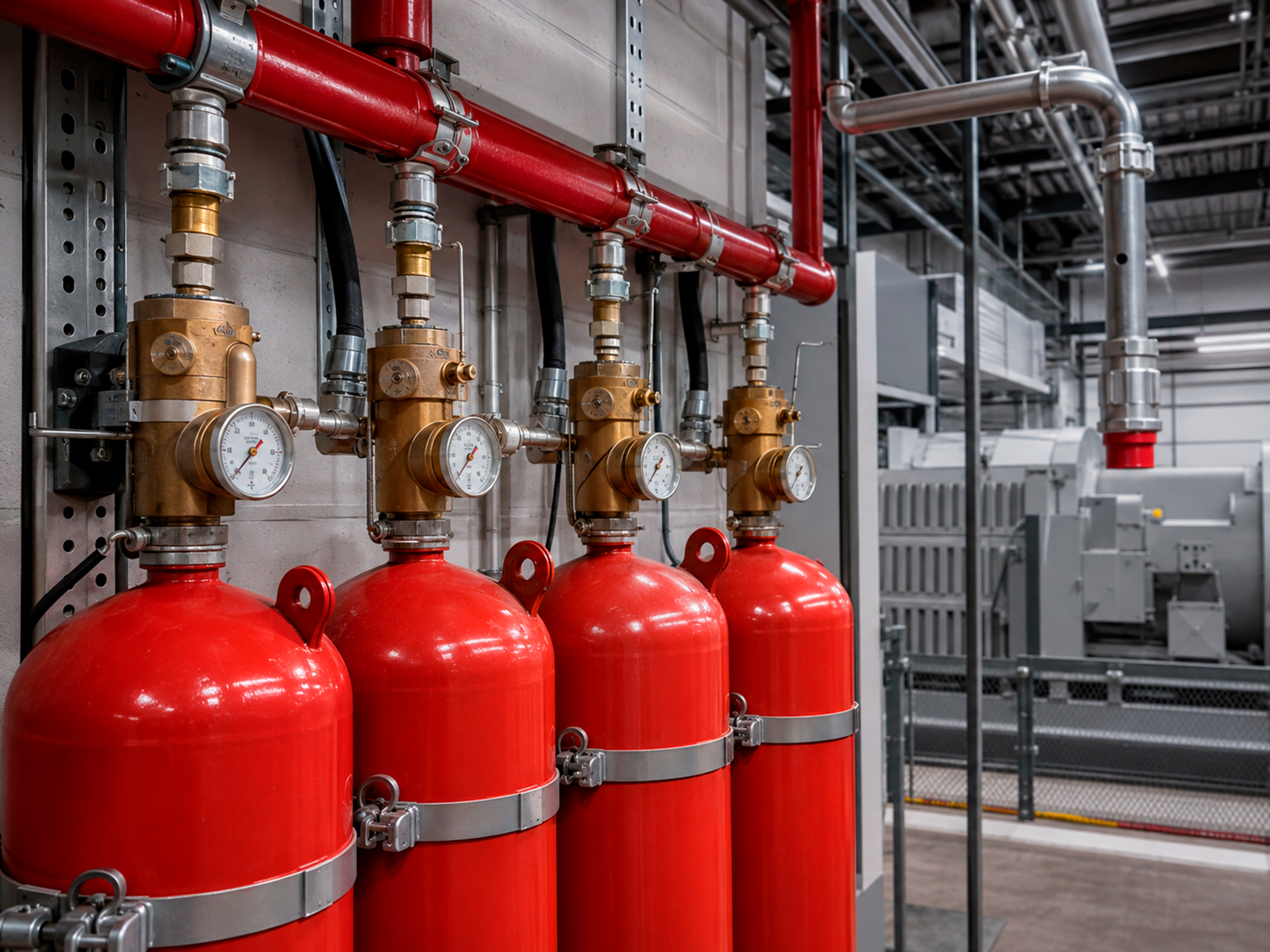 Aplicación de un sistema de polvo químico en una instalación industrial
